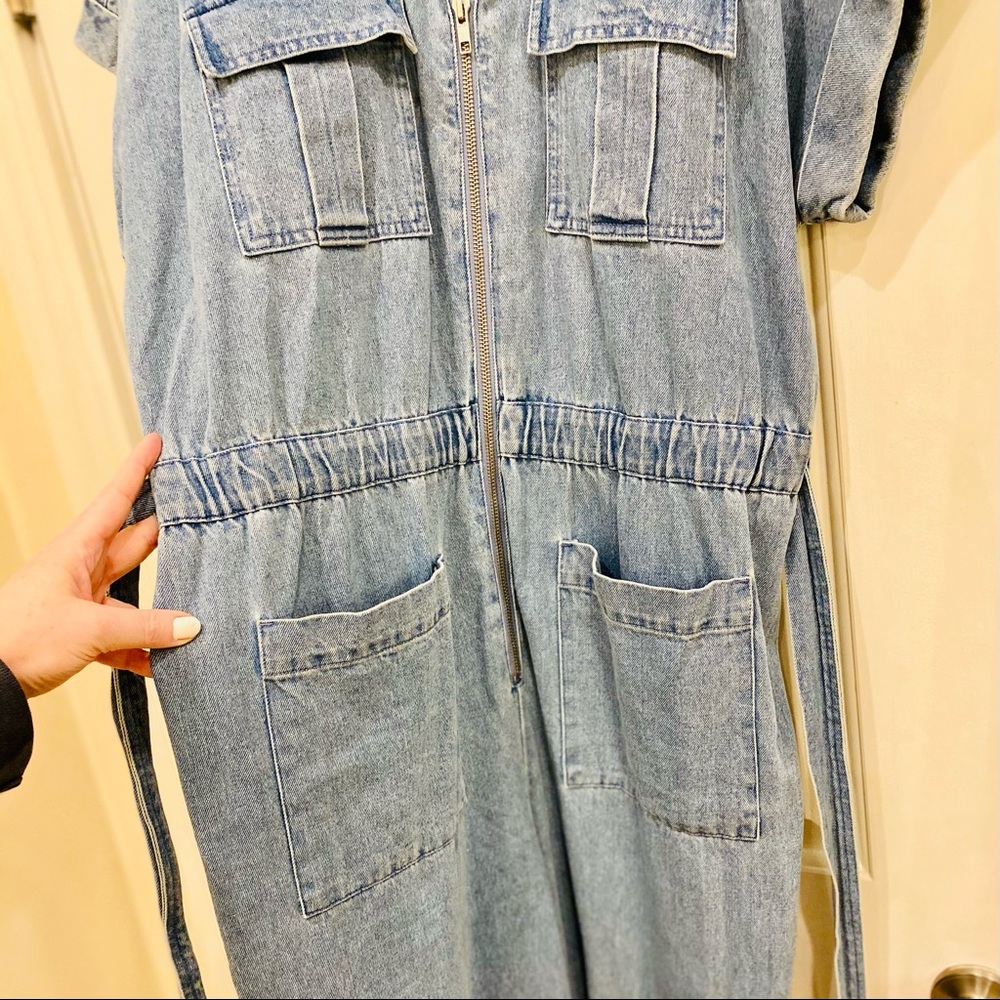 Express x Ladygang Denim Zippered Jumpsuit - Picture 5 of 11